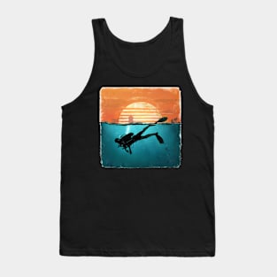 Scuba Diving Retro Sun Set Lovers Men Women Divers Tank Top